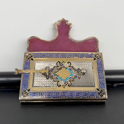 Carnet de bal en argent rehaussé de cloisonné fin XIXe Napoléon III M3959