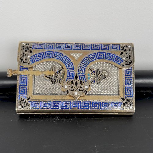 Carnet de bal en argent rehaussé de cloisonné fin XIXe Napoléon III M3959