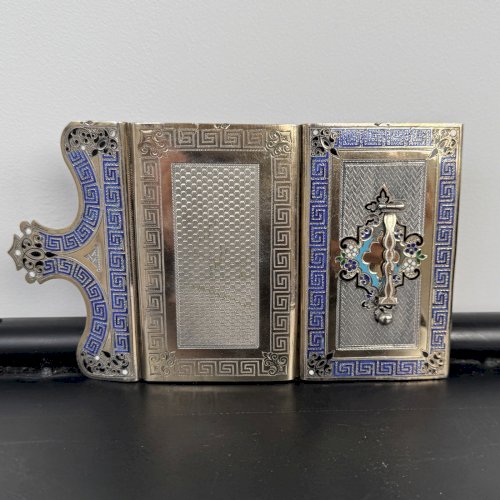 Carnet de bal en argent rehaussé de cloisonné fin XIXe Napoléon III M3959