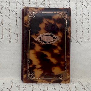 Carnet de bal en écaille ornementée de marqueterie XIXe Napoléon III M4092