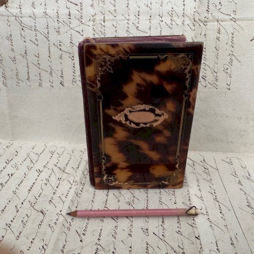 Carnet de bal en écaille ornementée de marqueterie XIXe Napoléon III M4092