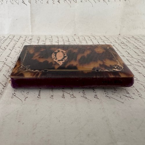 Carnet de bal en écaille ornementée de marqueterie XIXe Napoléon III M4092