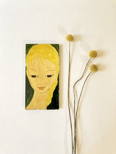 Carreau peint "jeune fille", vintage 1960
