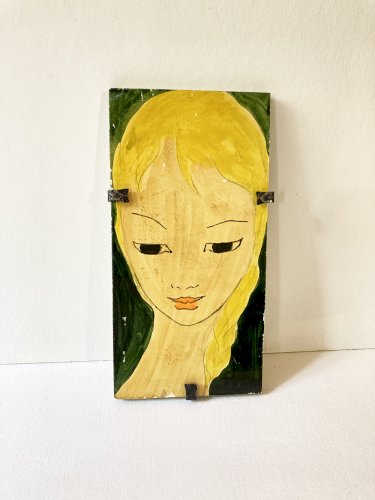 Carreau peint "jeune fille", vintage 1960