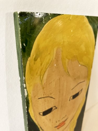 Carreau peint "jeune fille", vintage 1960
