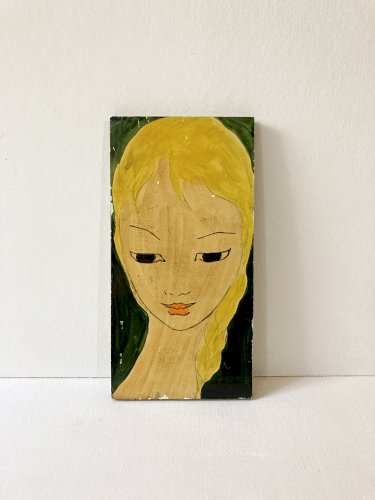 Carreau peint "jeune fille", vintage 1960