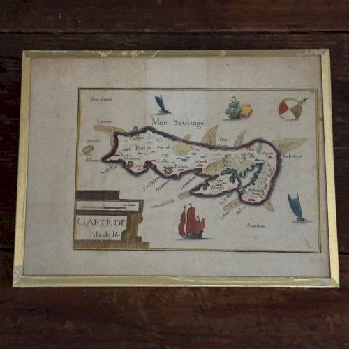 Carte de l'Ile de Ré en couleur XVIIIe L9216