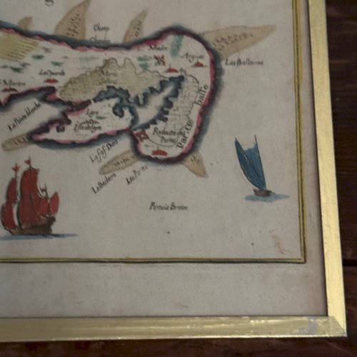 Carte de l'Ile de Ré en couleur XVIIIe L9216
