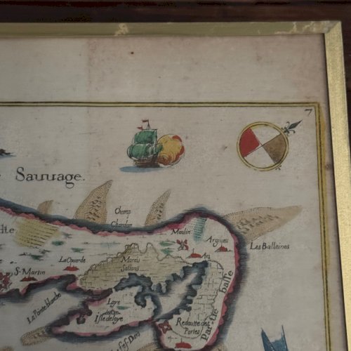Carte de l'Ile de Ré en couleur XVIIIe L9216