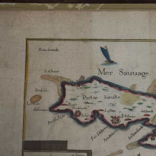 Carte de l'Ile de Ré en couleur XVIIIe L9216
