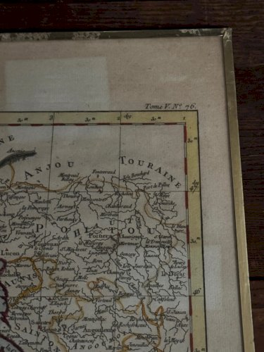 Carte gravure en couleur Poitou Aunis et Saintonge XVIIIe L9212