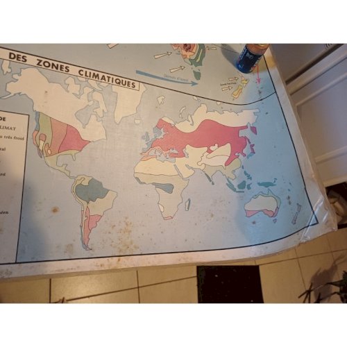 Carte Plastifié Planisphére de J.Anscombre