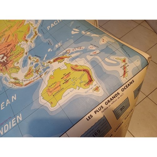 Carte Plastifié Planisphére de J.Anscombre