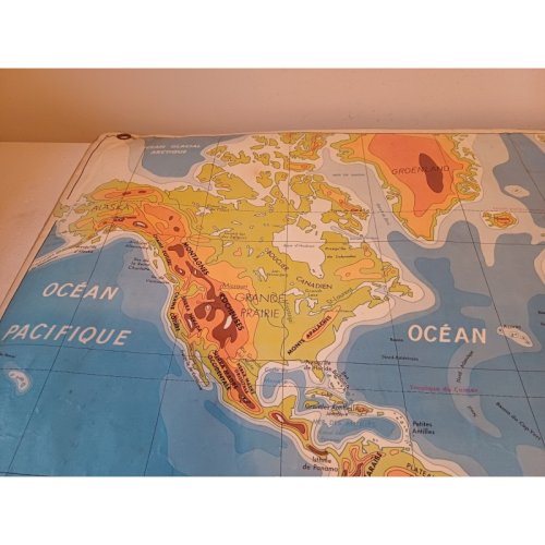 Carte Plastifié Planisphére de J.Anscombre