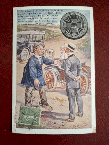Carte postale circulée talon Le Gaulois ets Bergougnan
