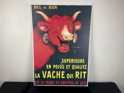 CARTON PUBLICITAIRE "LA VACHE QUI RIT" BENJAMIN RABIER Vintage .
