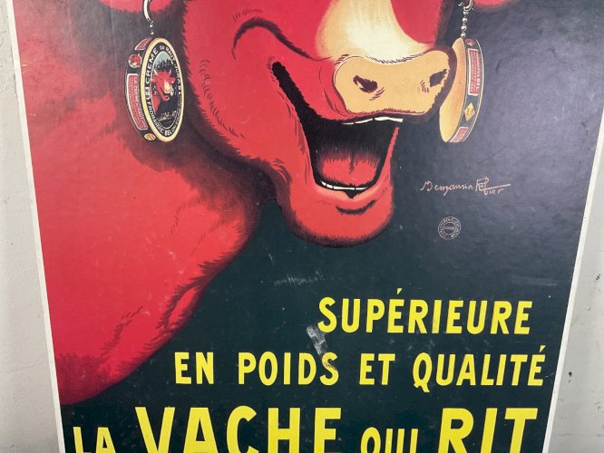 CARTON PUBLICITAIRE "LA VACHE QUI RIT" BENJAMIN RABIER Vintage .