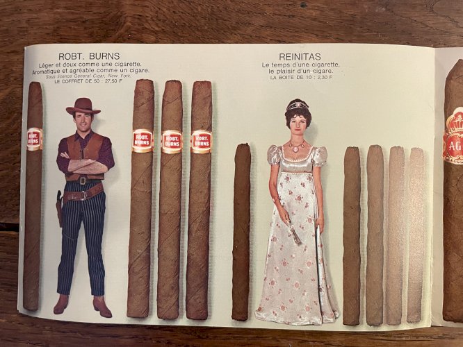 Catalogue Régie Française des Tabacs, nomenclature des cigares