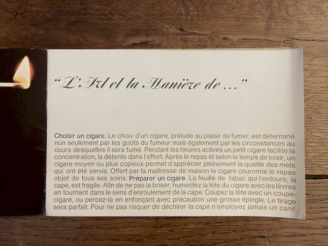Catalogue Régie Française des Tabacs, nomenclature des cigares