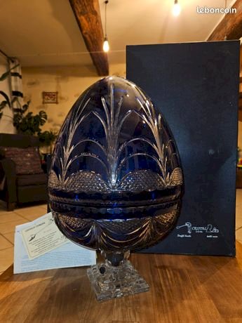 Cave a champagne - Oeuf Cristal bleu certifié avec sa boite - comme neuf
