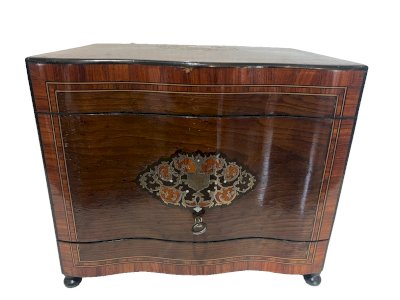 Cave A Liqueur Complète Boulle Coffret Napoléon III Boite Marqueterie XIX Siècle