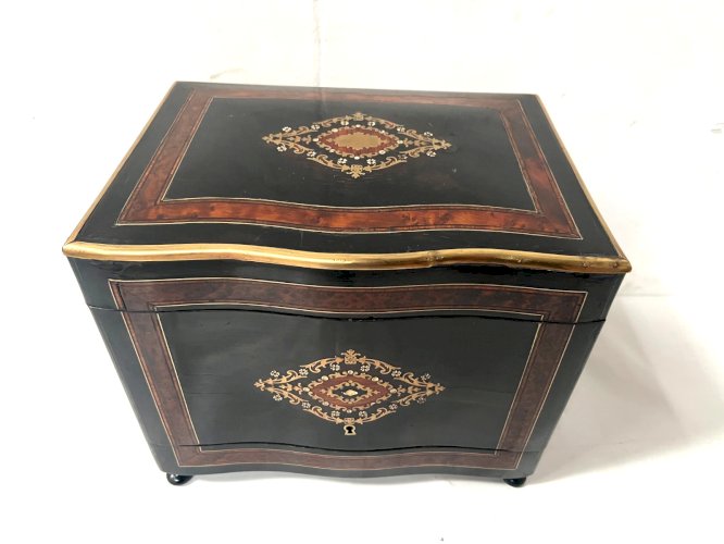Cave A Liqueur Complète Boulle Coffret Napoléon III Boite Marqueterie XIX Siècle