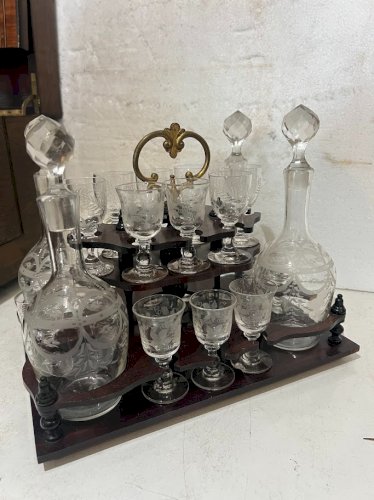 Cave A Liqueur Complète Boulle Coffret Napoléon III Boite Marqueterie XIX Siècle