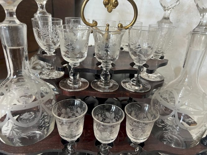 Cave A Liqueur Complète Boulle Coffret Napoléon III Boite Marqueterie XIX Siècle