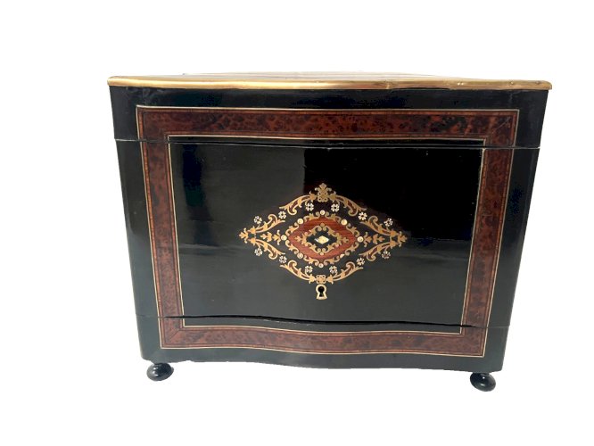 Cave A Liqueur Complète Boulle Coffret Napoléon III Boite Marqueterie XIX Siècle