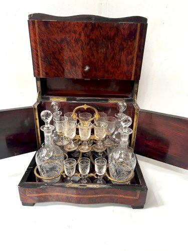 Cave A Liqueur Complète Boulle Coffret Napoléon III Boite Marqueterie XIX Siècle