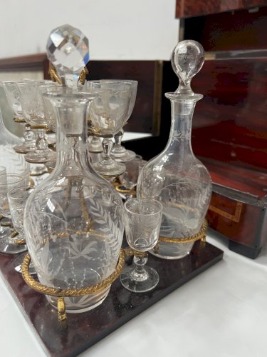 Cave A Liqueur Complète Boulle Coffret Napoléon III Boite Marqueterie XIX Siècle