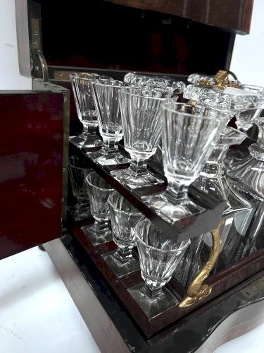 Cave A Liqueur Complète Boulle Coffret Napoléon III Boite Marqueterie XIX Siècle