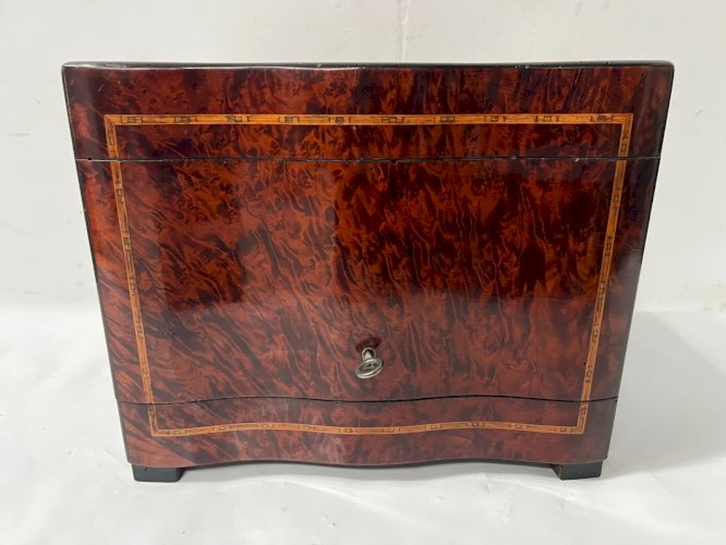 Cave A Liqueur Complète Boulle Coffret Napoléon III Boite Marqueterie XIX Siècle