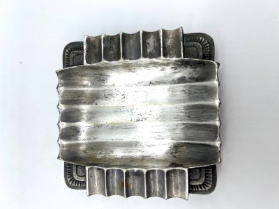 Art Deco silver-plated metal ashtray BEZAULT Frères RIV France 1930 industrial