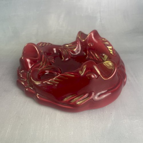 Cendrier / ashtray céramique VERCERAM 4825 poisson rouge et or , carpes ?