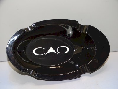 BLACK CERAMIC ASHTRAY marked in WHITE AT THE BOTTOM CAO BISTROT DECOR COLLECTION D
