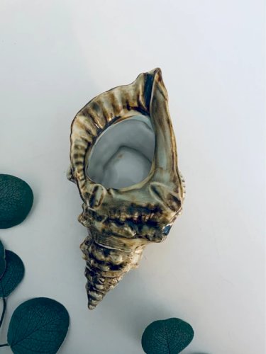 Cendrier Coquillage Kitsch Vintage 70s - Vide-poche Conque Céramique