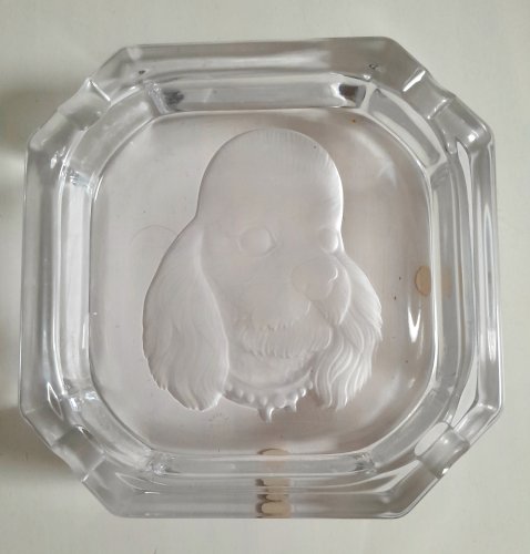 Cendrier cristal de sevres tête de chien
