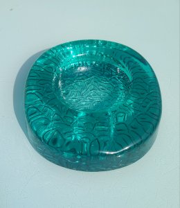 Cendrier d'art Kosta Boda Verre massif émeraude ca.1970