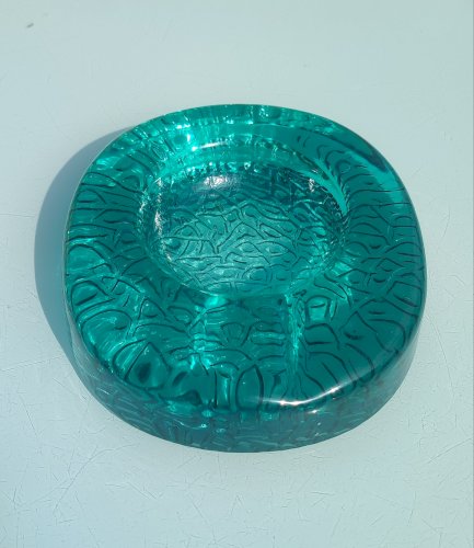 Cendrier d'art Kosta Boda Verre massif émeraude ca.1970