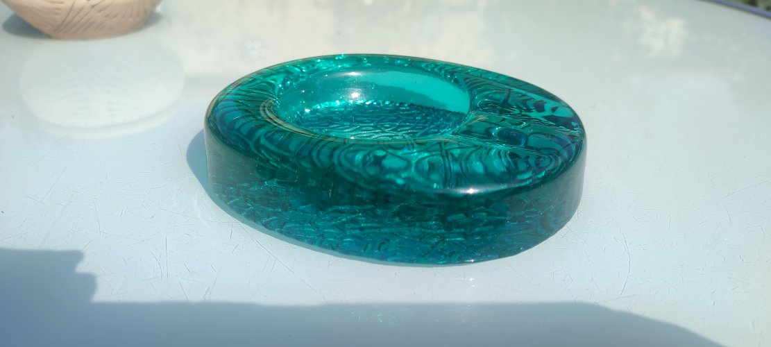 Cendrier d'art Kosta Boda Verre massif émeraude ca.1970