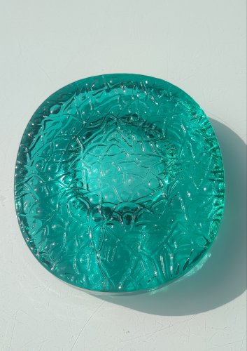 Cendrier d'art Kosta Boda Verre massif émeraude ca.1970