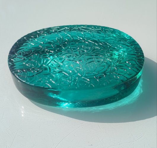 Cendrier d'art Kosta Boda Verre massif émeraude ca.1970