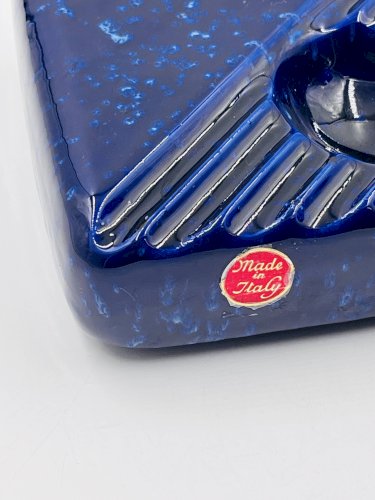 Cendrier en céramique  bleu cobalt, desgin Cari Zalloni