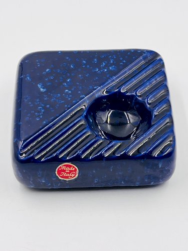 Cendrier en céramique  bleu cobalt, desgin Cari Zalloni