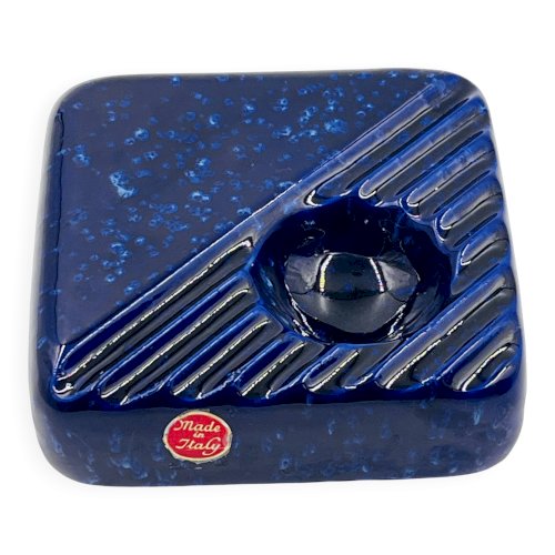 Cendrier en céramique  bleu cobalt, desgin Cari Zalloni