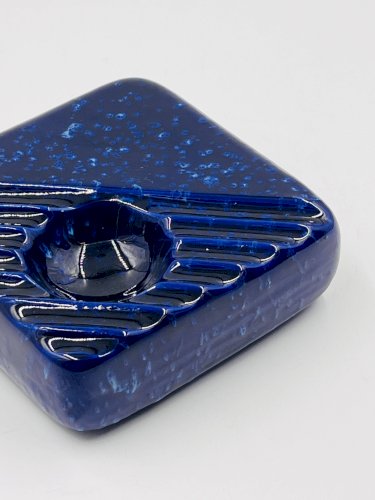 Cendrier en céramique  bleu cobalt, desgin Cari Zalloni
