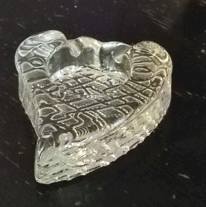 Vintage thick glass ashtray Scandinavian design 1960s-70s