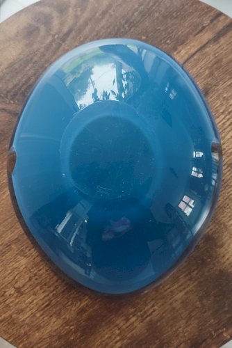 Cendrier ou vide-poche en verre d’art signé – bleu vintage design