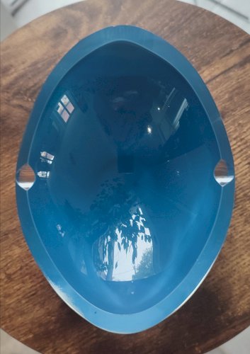 Cendrier ou vide-poche en verre d’art signé – bleu vintage design